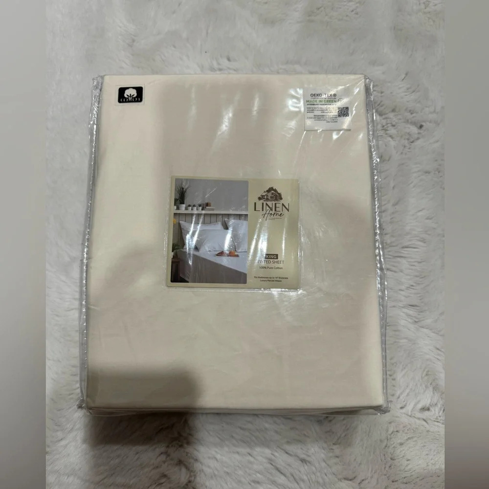 Linen Home King Fitted Sheet
Cream 100% Percent Cotton King